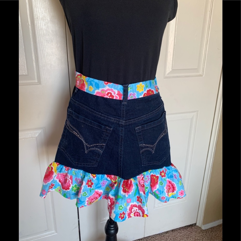 Cute Handmade Denim and Floral Apron